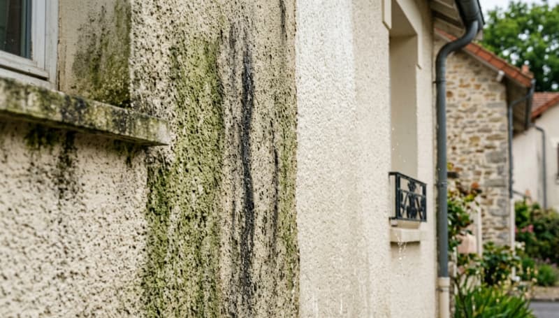 Façade de maison avant et après nettoyage produit anti-mousse algues